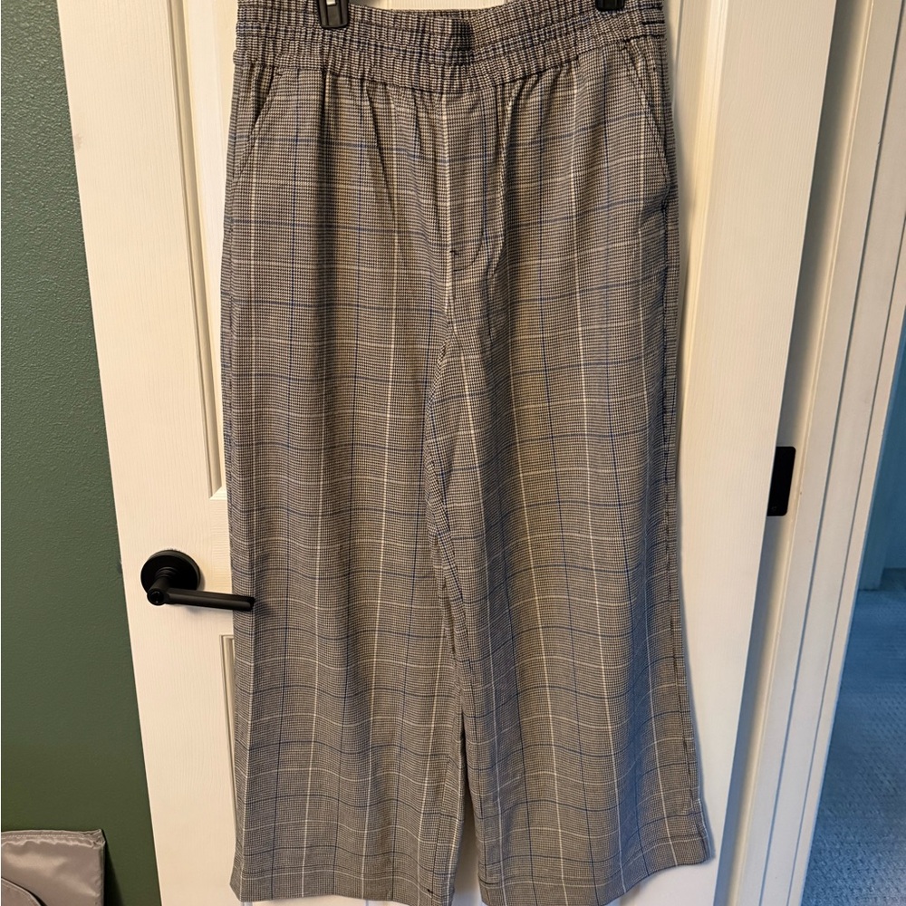Madewell Gray Plaid Wide Leg Pants